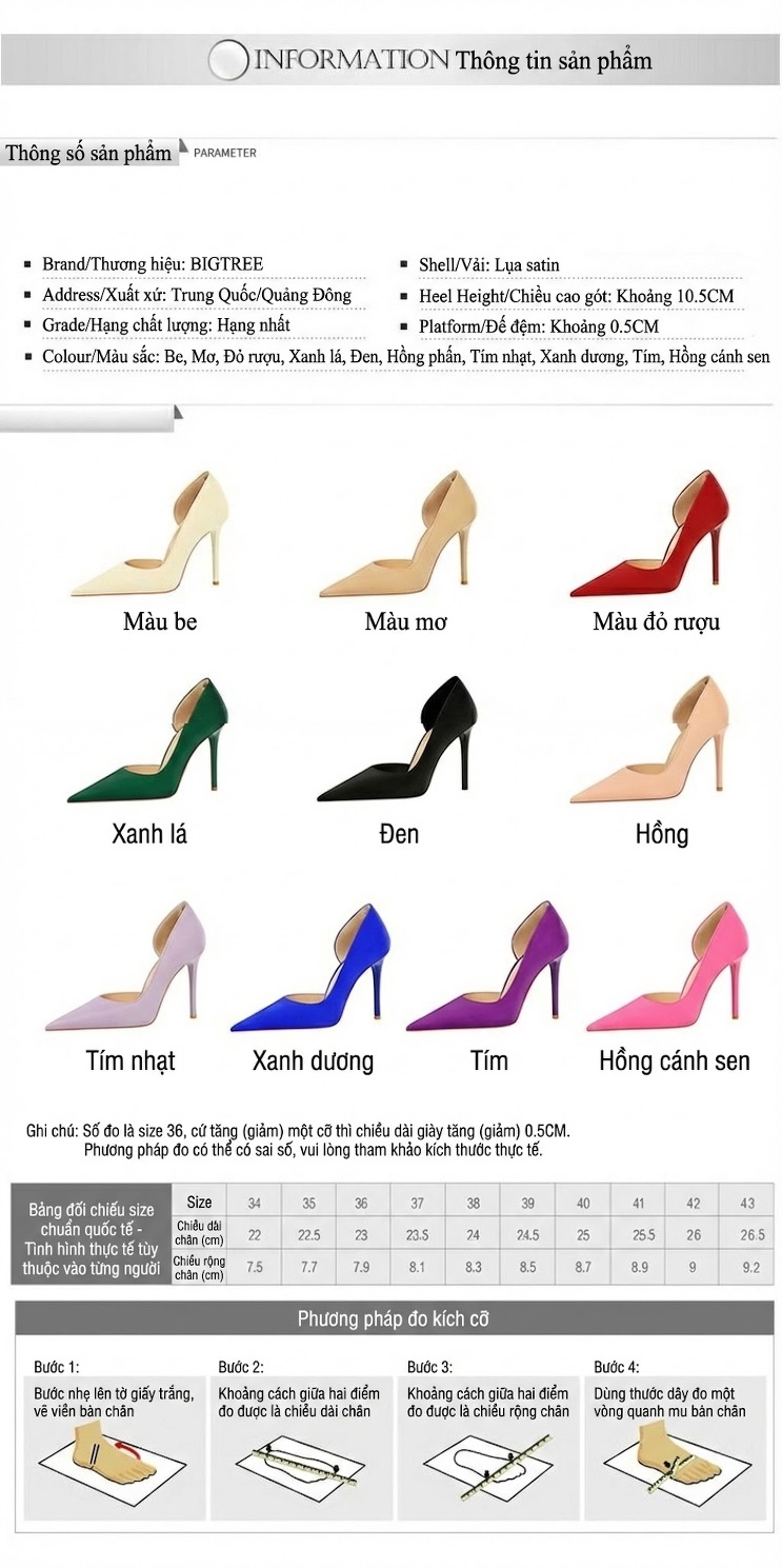 Giày Cao Gót Nữ Mũi Nhọn Hở Bên Hông Chiều Cao Đế Khoảng 8cm Màu Đen, Đỏ, Xanh, Lam chi tiết 1