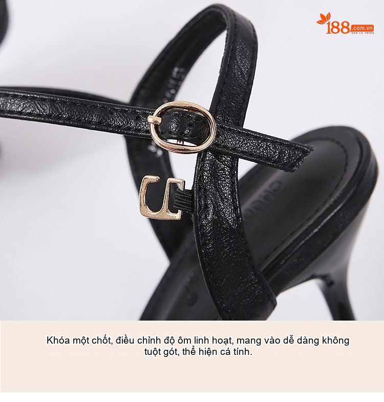 Giày Cao Gót Nữ Mũi Nhọn Hở Gót Quai Hậu Da Bóng Chiều Cao Đế Khoảng 5cm Màu Đen, Kem chi tiết 8