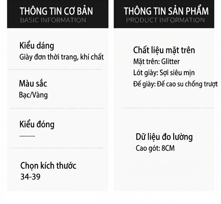 Giày Cao Gót Nữ Mũi Nhọn Hở Lưng Chiều Cao Đế Khoảng 7cm Đính Đá Pha Lê Phong Cách Pháp Màu Vàng, Bạc chi tiết 6