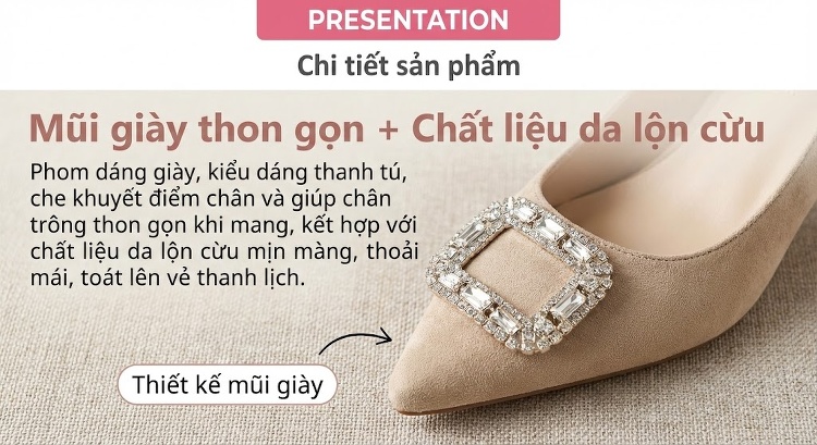 Giày Cao Gót Nữ Mũi Nhọn Nỉ Khóa Đá Chiều Cao Đế Khoảng 4cm Màu Đen, Trắng, Xám chi tiết 6