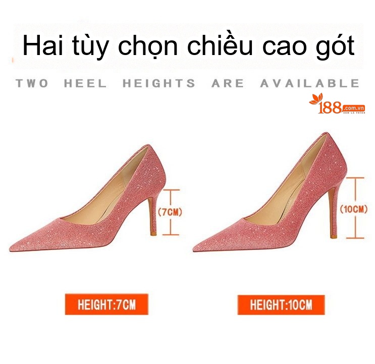 Giày Cao Gót Nữ Mũi Nhọn Quai Hở Vải Nhung Chiều Cao Đế Khoảng 6cm Màu Hồng, Đỏ, Xanh Navy, Xanh Lá... chi tiết 2