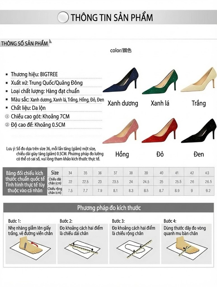 Giày Cao Gót Nữ Mũi Nhọn Quai Hở Vải Nhung Chiều Cao Đế Khoảng 6cm Màu Hồng, Đỏ, Xanh Navy, Xanh Lá... chi tiết 1
