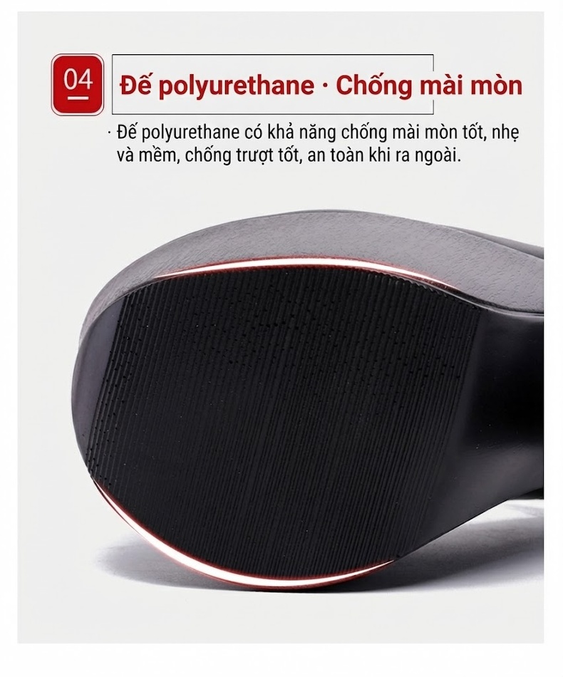 Giày Cao Gót Nữ Mũi Tròn Đế Xuồng Chiều Cao Đế Khoảng 15cm Da Bóng Màu Đen, Bạc, Vàng, Đỏ... chi tiết 8