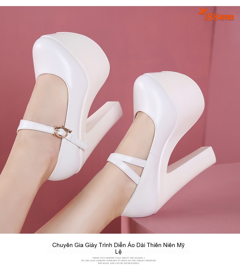 Giày Cao Gót Nữ Mũi Tròn Đế Xuồng Chiều Cao Đế Khoảng 15cm Da Bóng Màu Đen, Bạc, Vàng, Đỏ... chi tiết 12