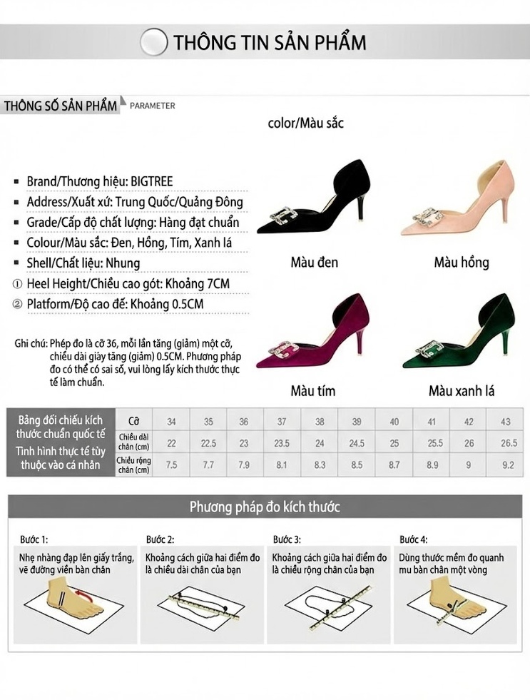 Giày Cao Gót Nữ Nỉ Hở Bên Gót Nhọn Chiều Cao Đế Khoảng 5cm Màu Đen, Xanh Lá, Hồng, Đỏ Rượu chi tiết 1