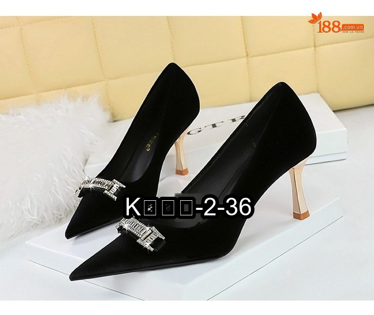 Giày Cao Gót Nữ Nỉ Mũi Nhọn Khóa Đá Chiều Cao Đế Khoảng 7cm Màu Đỏ Rượu, Xanh Lá, Đen, Kem... chi tiết 6