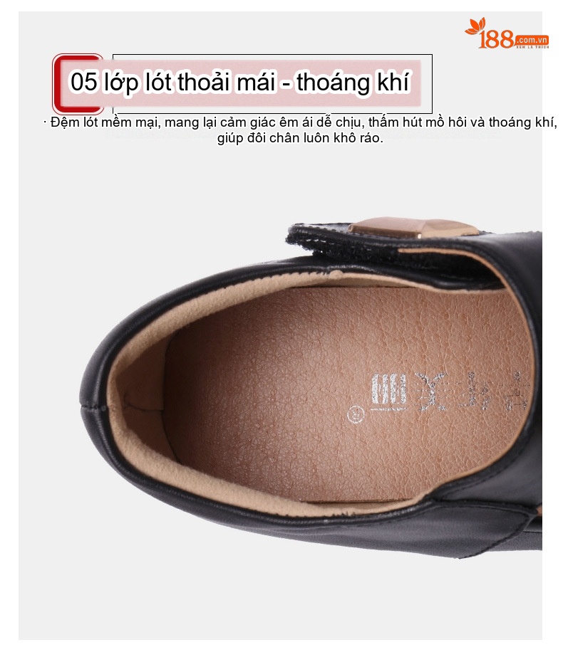 Giày Cao Gót Nữ Quai Dán Da Bóng Chiều Cao Đế Khoảng 10cm Màu Đen, Trắng chi tiết 7