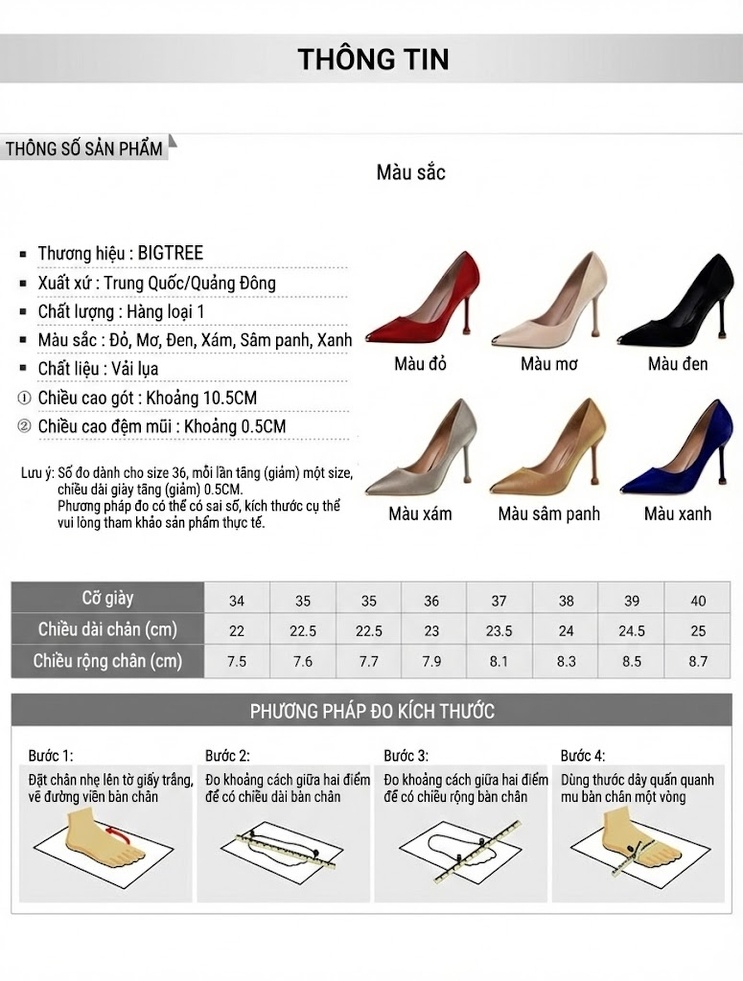 Giày Cao Gót Nữ Quai Mảnh Bít Mũi Kim Loại Vải Sợi Chiều Cao Đế Khoảng 7cm Màu Be, Đen, Xanh, Đỏ... chi tiết 1