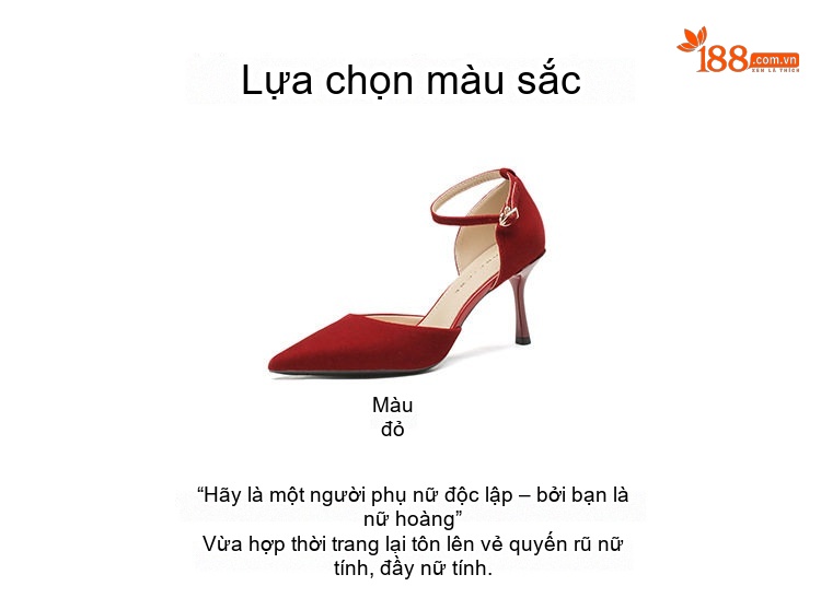 Giày Cao Gót Nữ Quai Mảnh Hở Lưng Chất Nỉ Chiều Cao Đế Khoảng 7cm Màu Đỏ chi tiết 3