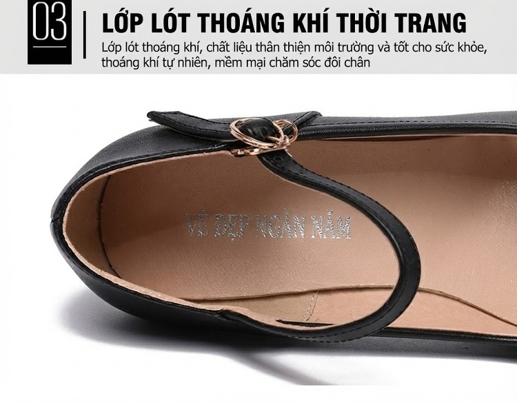 Giày Cao Gót Nữ Quai Ngang Đế Xuồng Bít Mũi Chiều Cao Đế Khoảng 8cm Màu Đen, Đỏ, Trắng, Bạc chi tiết 7