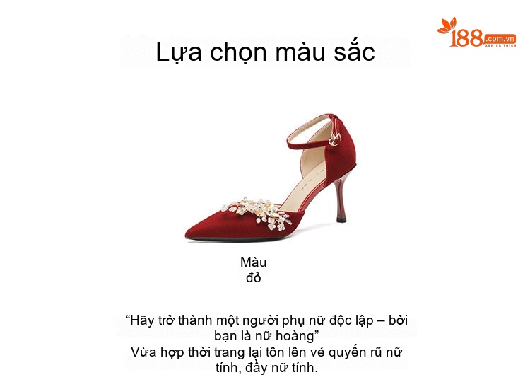 Giày Cao Gót Nữ Quai Ngang Gót Nhọn Da Mờ Chiều Cao Đế Khoảng 7cm Màu Đỏ chi tiết 3