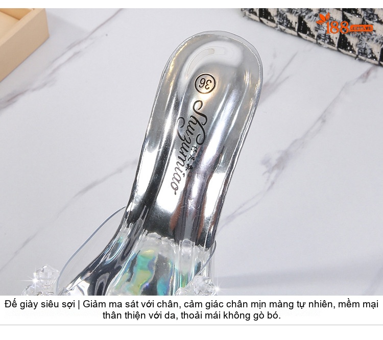 Giày Cao Gót Nữ Trong Suốt Gót Nhọn Đế Xuồng Chiều Cao Đế Khoảng 17cm Màu Trong Suốt chi tiết 5