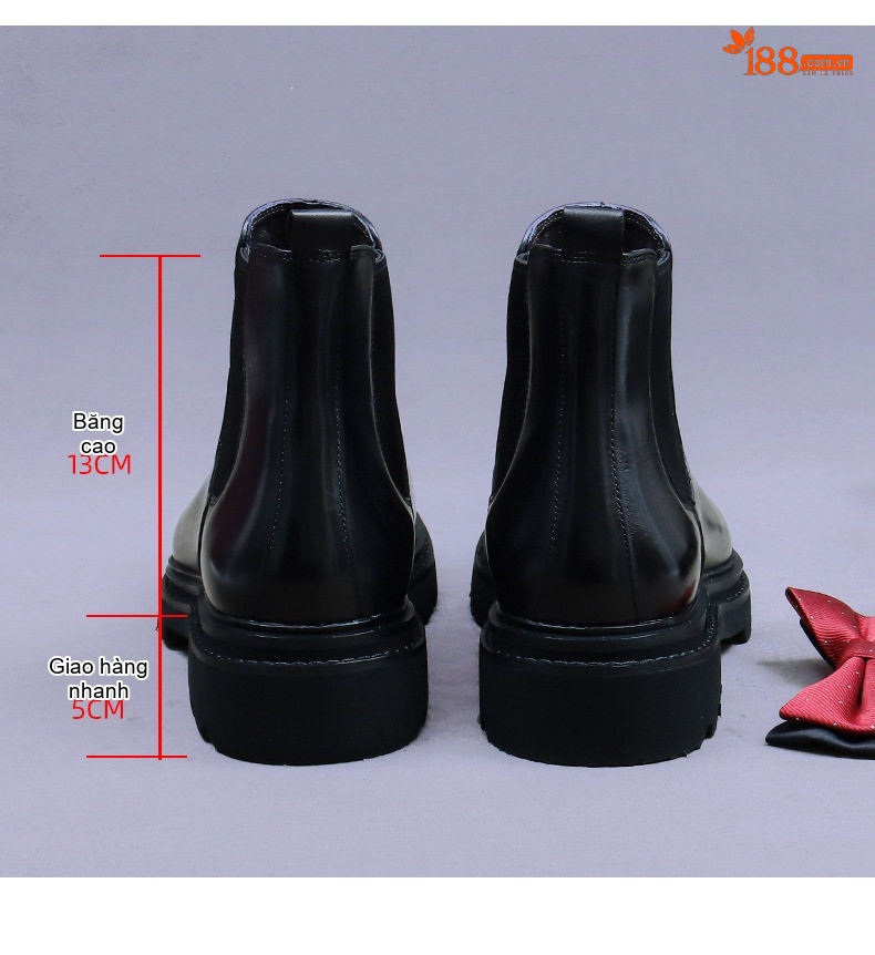 Giày Chelsea Boot Nam Da Bóng Cao Cổ Chiều Cao Đế Khoảng 4cm Màu Đen, Nâu chi tiết 17