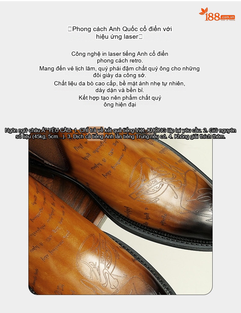 Giày Chelsea Boot Nam Da Thật Cao Cổ Họa Tiết Chiều Cao Đế Khoảng 3cm Màu Đen, Nâu chi tiết 3