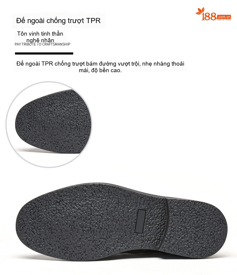 Giày Chelsea Boot Nam Da Thật Phong Cách Anh Quốc Chiều Cao Đế Khoảng 3cm Màu Nâu, Đen chi tiết 6