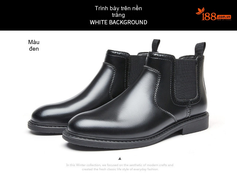 Giày Chelsea Boot Nam Da Thật Phong Cách Anh Quốc Chiều Cao Đế Khoảng 3cm Màu Nâu, Đen chi tiết 21