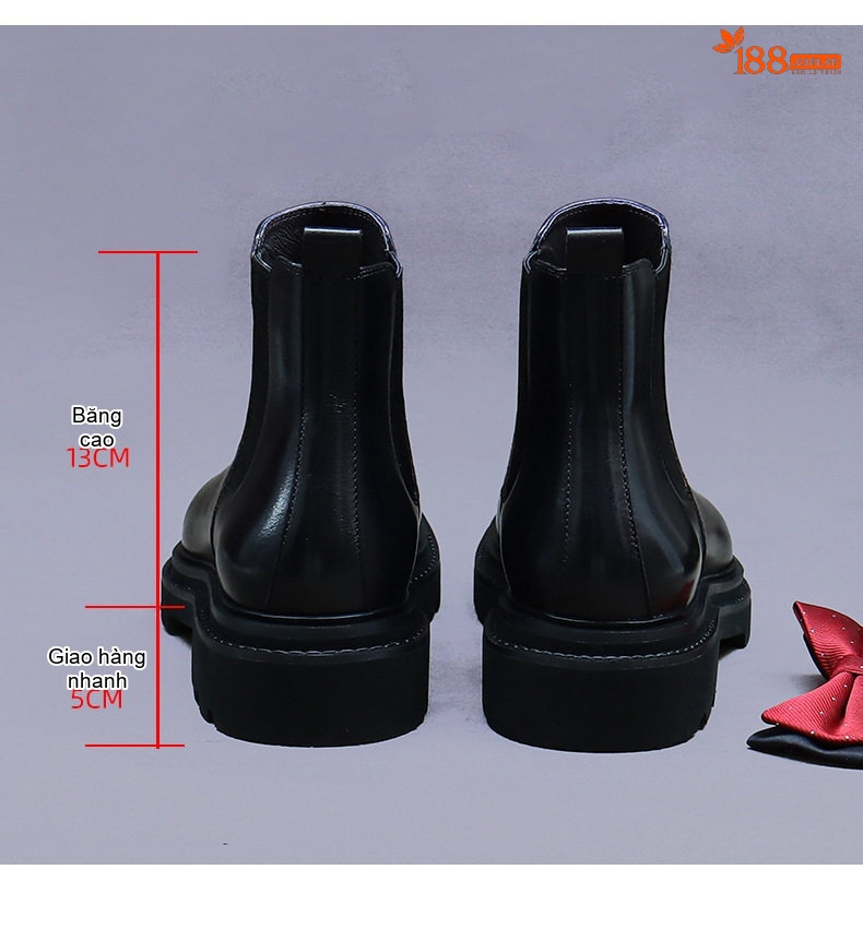 Giày Chelsea Nam Da Bò Phong Cách Anh Chiều Cao Đế Khoảng 4cm Màu Đen, Nâu chi tiết 17