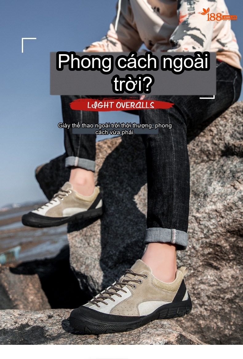 Giày leo núi nam da mờ thể thao ngoài trời thoáng khí đế cao 3 cm chi tiết 1