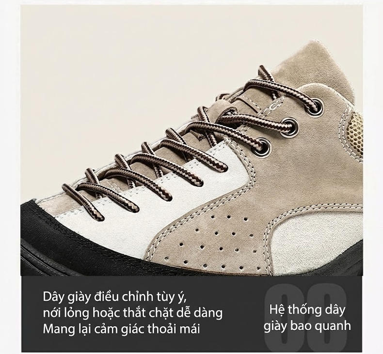Giày leo núi nam da mờ thể thao ngoài trời thoáng khí đế cao 3 cm chi tiết 7