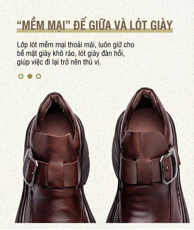 Giày Loafer Nữ Da Bò Đế Dày Phong Cách Anh Chiều Cao Đế Khoảng 5cm Màu Đen, Nâu chi tiết 5