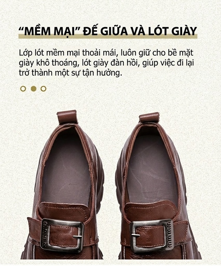 Giày Loafer Nữ Da Bóng Đế Bánh Mì Chiều Cao Đế Khoảng 5cm Màu Nâu, Đen chi tiết 6