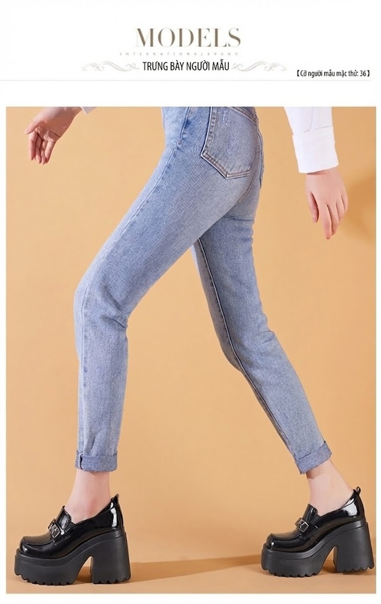 Giày Loafer Nữ Da Bóng Đế Dày 10cm Phong Cách Anh Màu Đen, Kem chi tiết 2