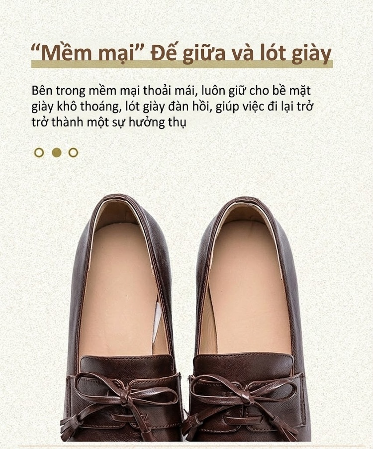 Giày Loafer Nữ Da Bóng Mũi Vuông Chiều Cao Đế Khoảng 5cm Màu Đen, Nâu chi tiết 6