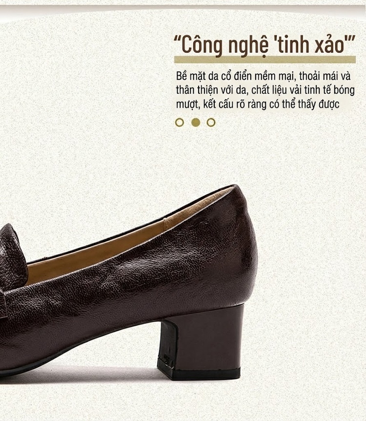 Giày Loafer Nữ Da Cừu Mũi Nhọn Chiều Cao Đế Khoảng 5cm Màu Đen, Nâu chi tiết 2