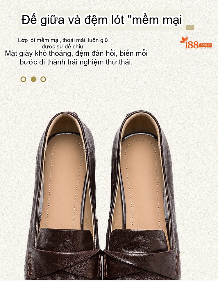 Giày Loafer Nữ Da Cừu Mũi Nhọn Chiều Cao Đế Khoảng 5cm Màu Đen, Nâu chi tiết 5