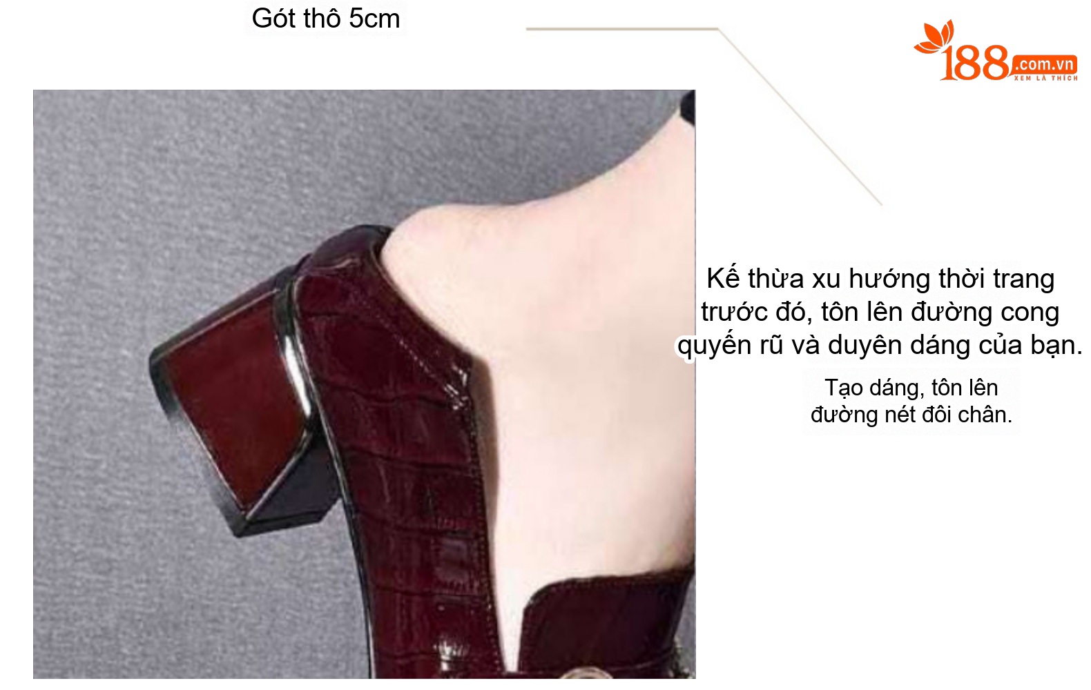 Giày Loafer Nữ Da Thật Gót Vuông Chiều Cao Đế Khoảng 5cm Màu Đen, Đỏ, Nâu chi tiết 10