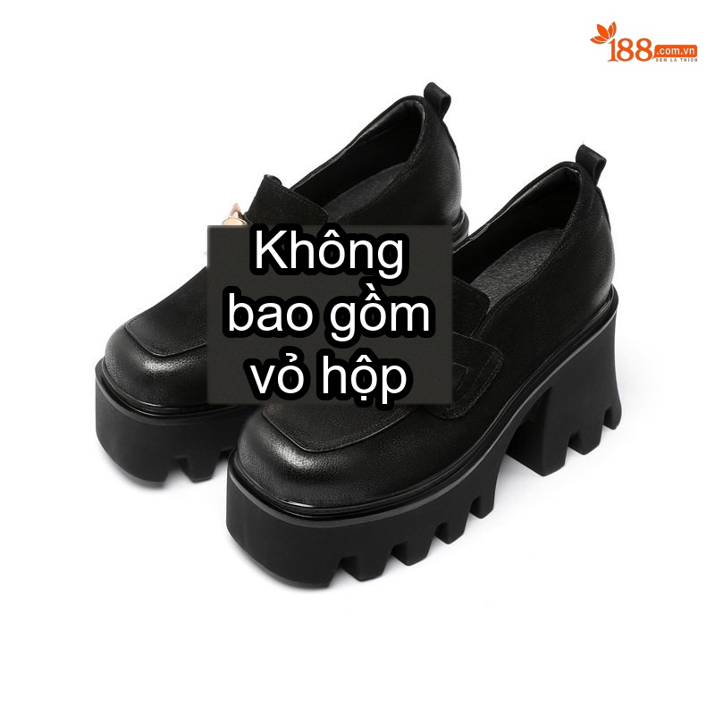 Giày Loafer Nữ Đế Bánh Mì Phong Cách Anh Quốc Chiều Cao Đế Khoảng 6cm Màu Đen, Nâu
