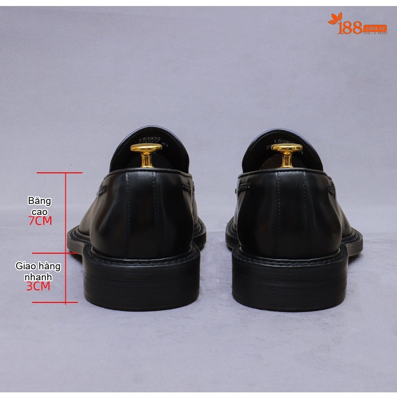 Giày Lười Công Sở Nam Da Bò Chiều Cao Đế Khoảng 2.5cm Màu Đen, Nâu chi tiết 17