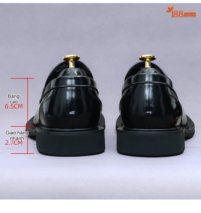 Giày Lười Nam Da Bò Bề Mặt Sơn Chiều Cao Đế Khoảng 3cm Màu Đen, Nâu chi tiết 16