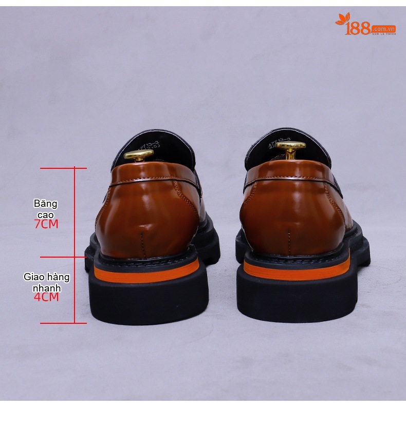 Giày Lười Nam Da Bò Bóng Chiều Cao Đế Khoảng 4cm Màu Đen, Nâu chi tiết 17