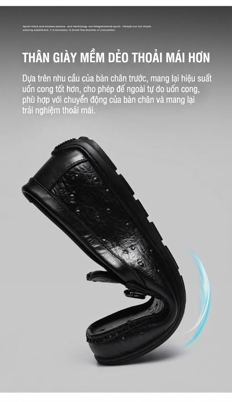 Giày Lười Nam Da Bò Chiều Cao Đế Khoảng 2cm Màu Đen, Nâu chi tiết 7