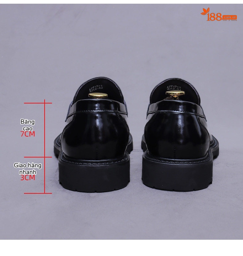 Giày Lười Nam Da Bò Chiều Cao Đế Khoảng 3cm Màu Đen chi tiết 17