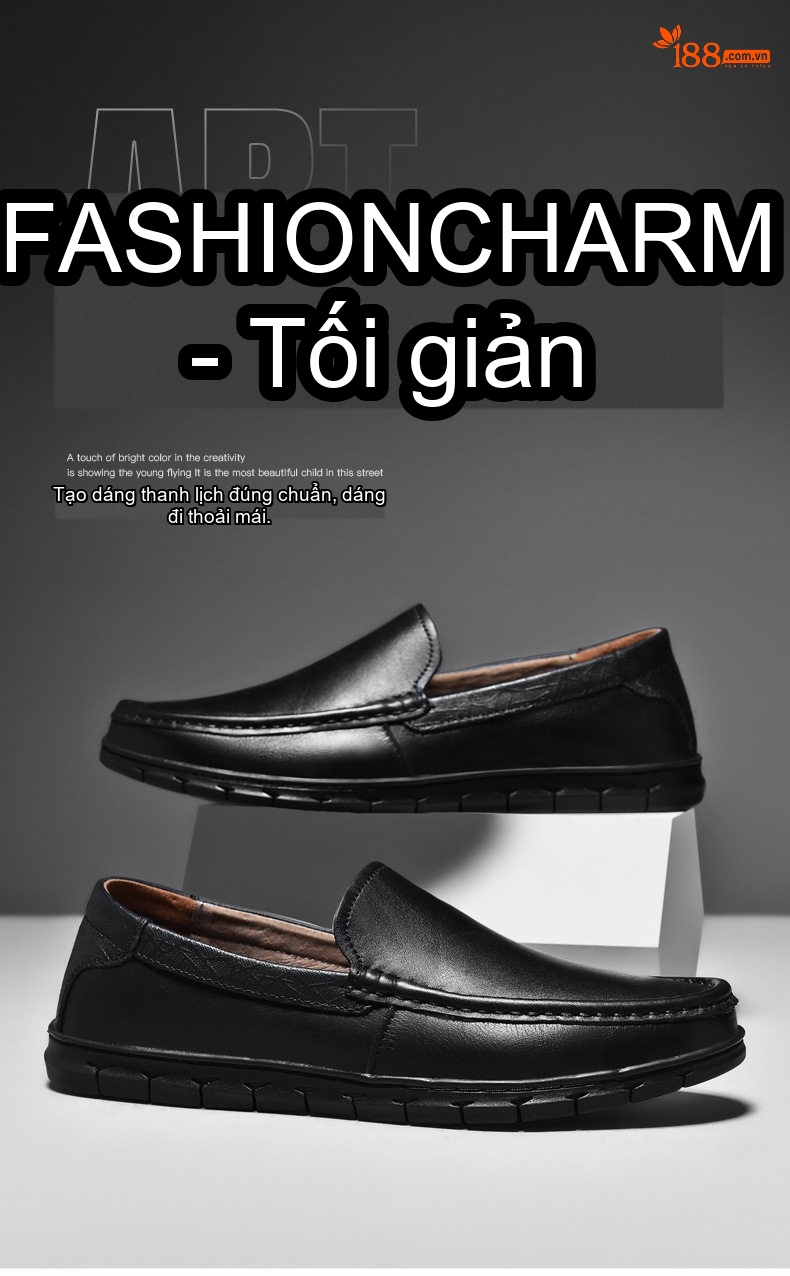 Giày Lười Nam Da Bò Chiều Cao Đế Khoảng 3cm Màu Đen, Nâu chi tiết 1