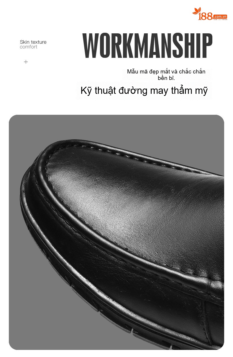 Giày Lười Nam Da Bò Chiều Cao Đế Khoảng 3cm Màu Đen, Nâu chi tiết 12