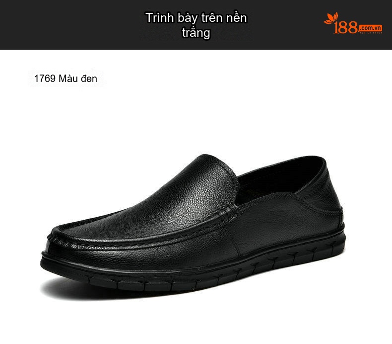 Giày Lười Nam Da Bò Chiều Cao Đế Khoảng 3cm Màu Đen, Nâu chi tiết 22