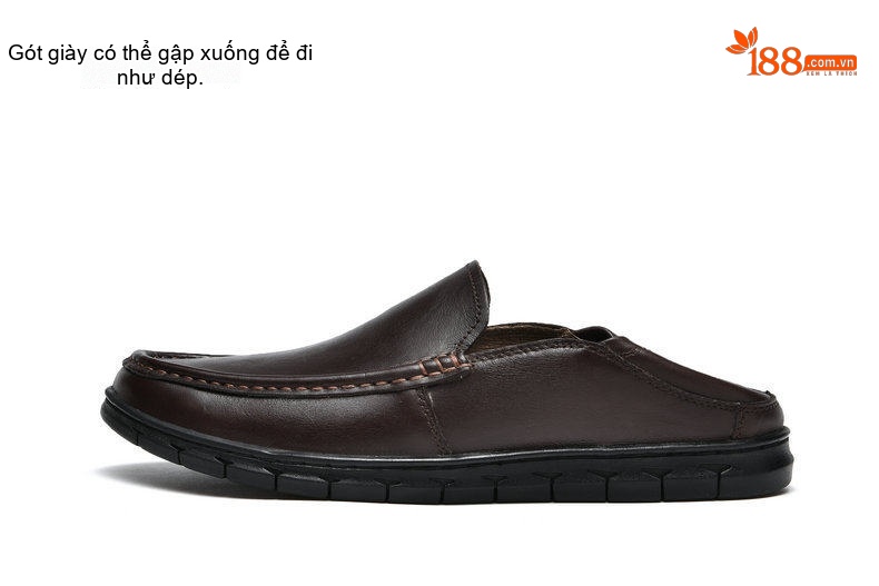 Giày Lười Nam Da Bò Chiều Cao Đế Khoảng 3cm Màu Đen, Nâu chi tiết 25