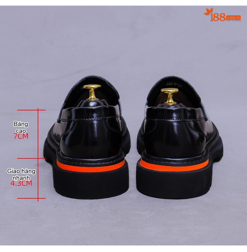 Giày Lười Nam Da Bò Đế Cao Khoảng 5cm Phong Cách Doanh Nhân Màu Đen, Nâu chi tiết 22
