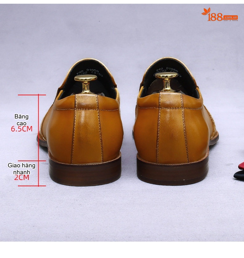 Giày Lười Nam Da Bò Lỗ Thoáng Khí Chiều Cao Đế Khoảng 2cm Màu Đen, Nâu chi tiết 16