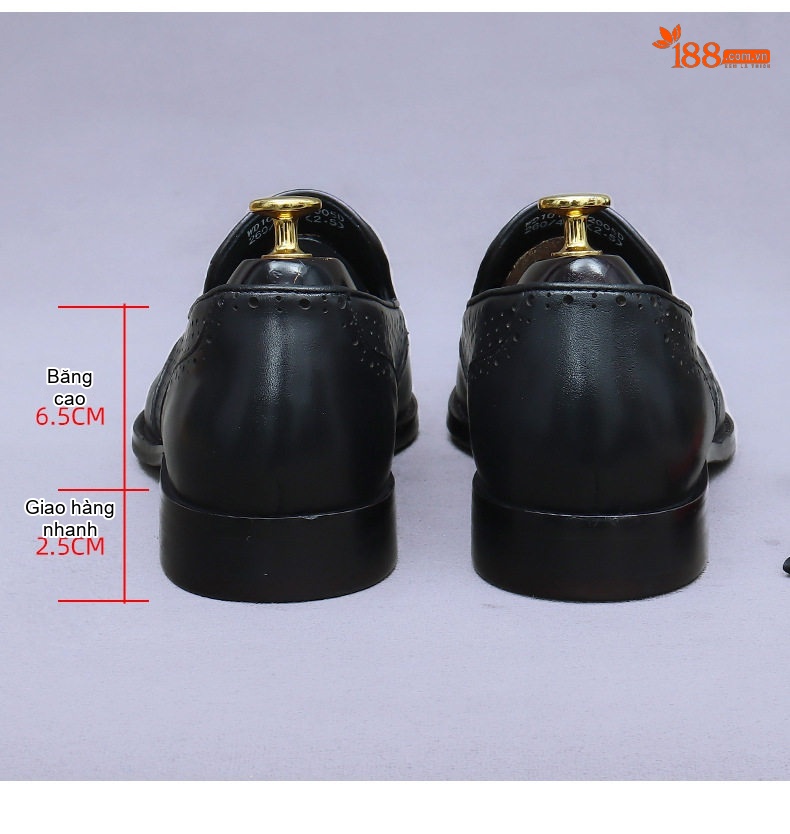 Giày Lười Nam Da Bò Lỗ Thoáng Khí Chiều Cao Đế Khoảng 3cm Màu Đen, Nâu chi tiết 17