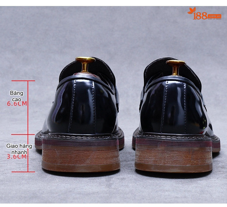 Giày Lười Nam Da Bò Mặt Bóng Chiều Cao Đế Khoảng 3cm Màu Đen, Nâu chi tiết 10