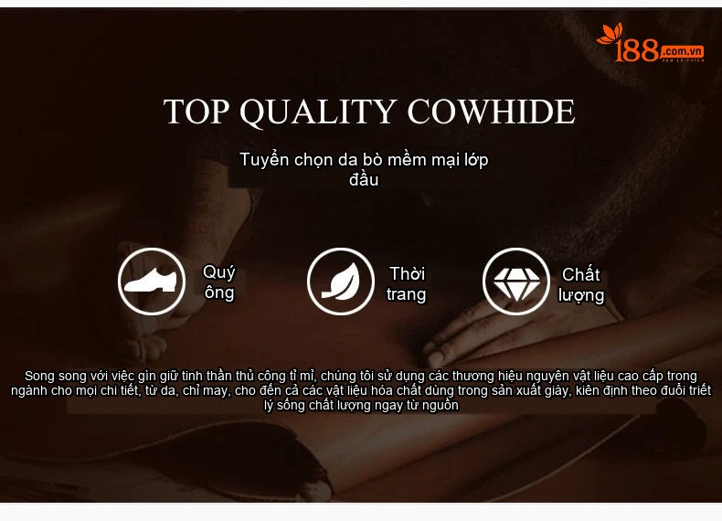 Giày Lười Nam Da Bò Mềm Mại Chiều Cao Đế Khoảng 1cm Màu Đen, Nâu chi tiết 5