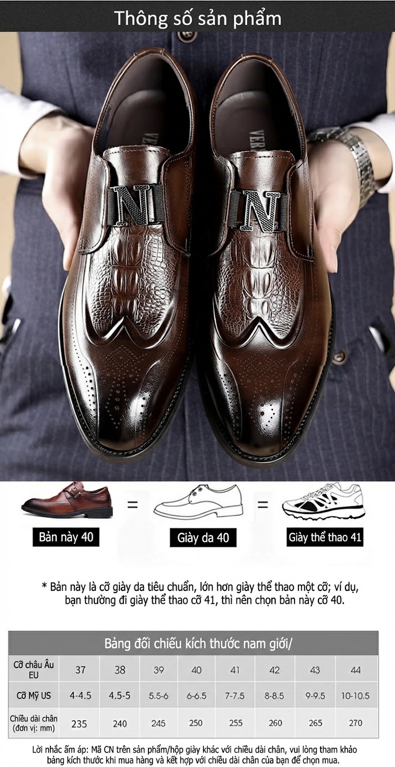 Giày Lười Nam Da Bò Mềm Mại Chiều Cao Đế Khoảng 3cm Màu Đen, Nâu chi tiết 8