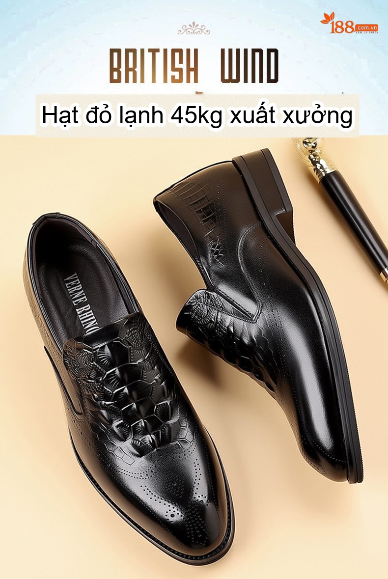 Giày Lười Nam Da Bò Mềm Mại Chiều Cao Đế Khoảng 3cm Màu Đen, Nâu chi tiết 4