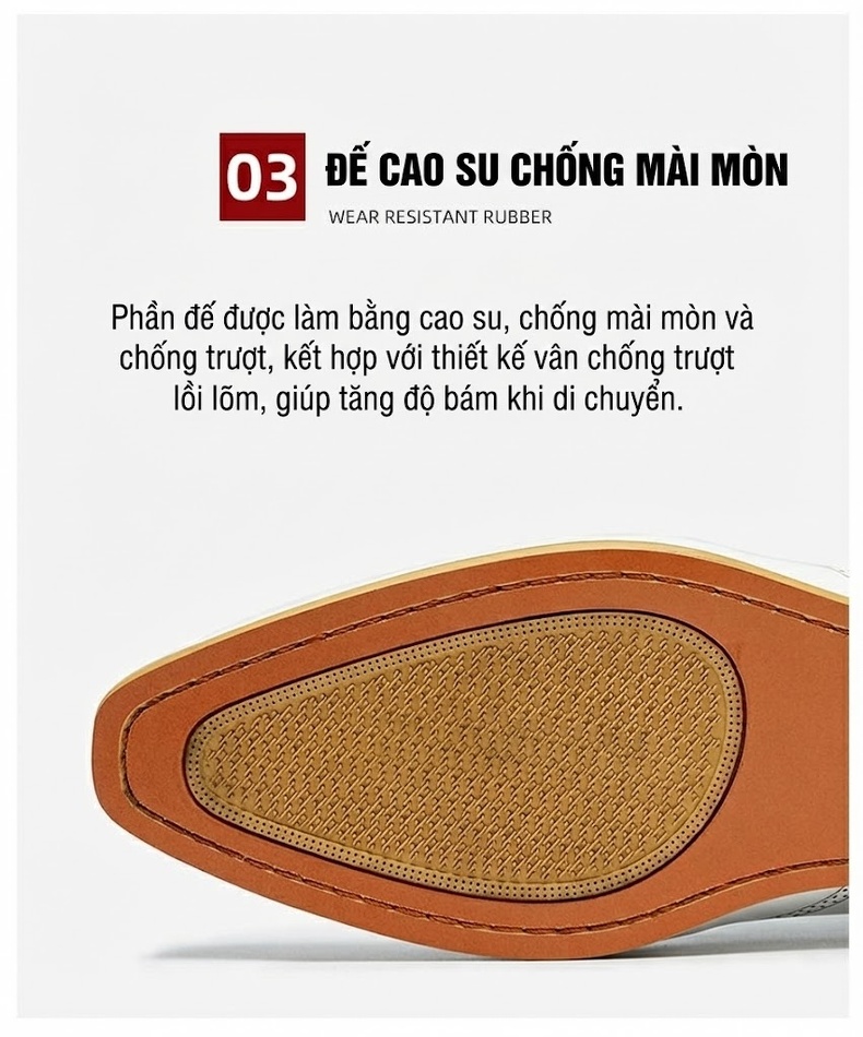 Giày Lười Nam Da Bò Mềm Mại Thoáng Khí Chiều Cao Đế Khoảng 3cm Màu Trắng Kem chi tiết 5