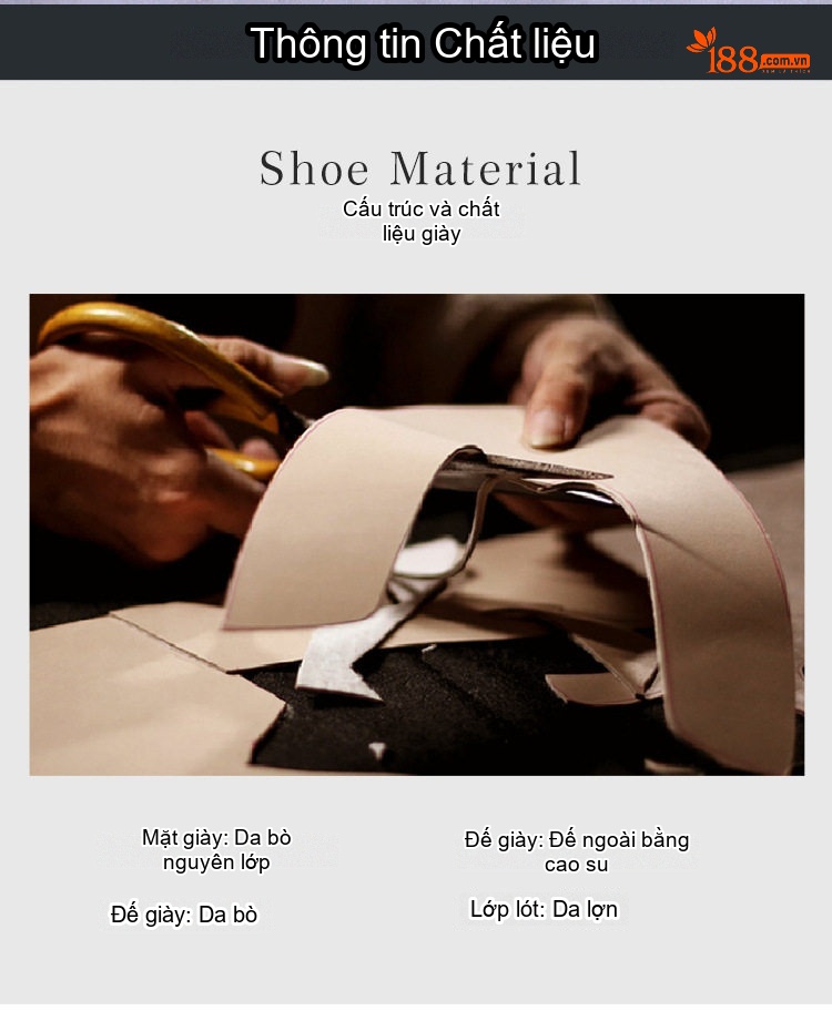 Giày Lười Nam Da Bò Mũi Nhọn Chiều Cao Đế Khoảng 3cm Màu Đỏ Rượu, Nâu, Đen chi tiết 3