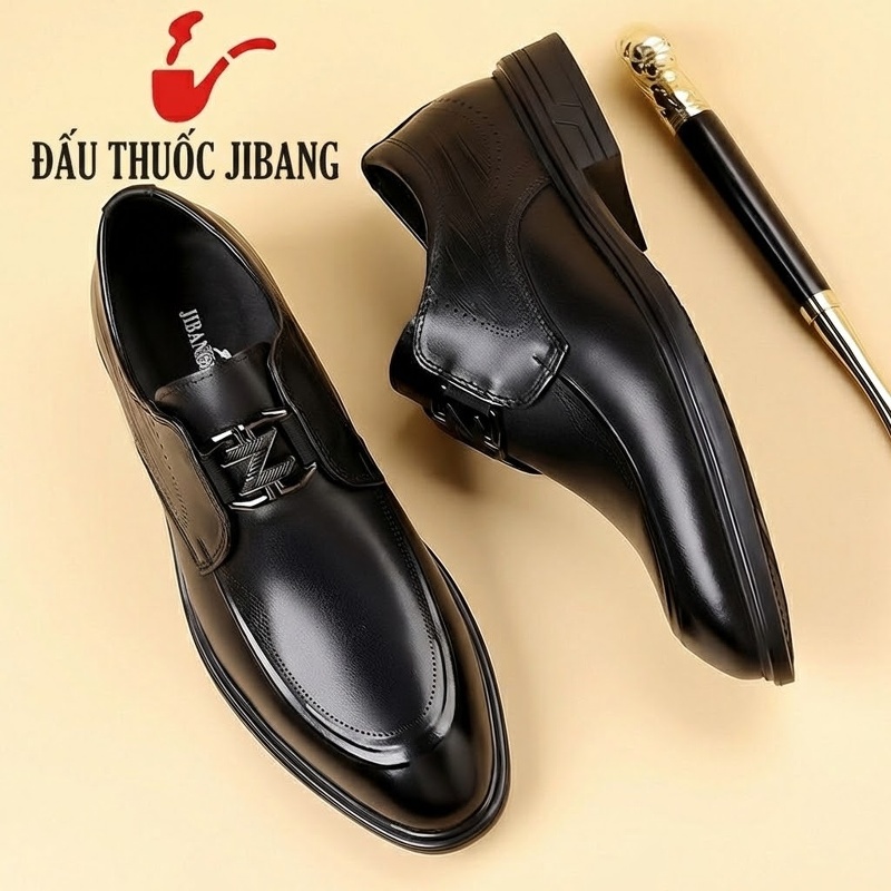Giày Lười Nam Da Bò Mũi Tròn Chiều Cao Đế Khoảng 3cm Màu Đen, Nâu chi tiết 13